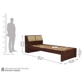 MoonWooden Sheesham Wood Single Size Bed Without Storage for Bedroom Living Room Home Wooden Palang for Hotel (Walnut Finish)